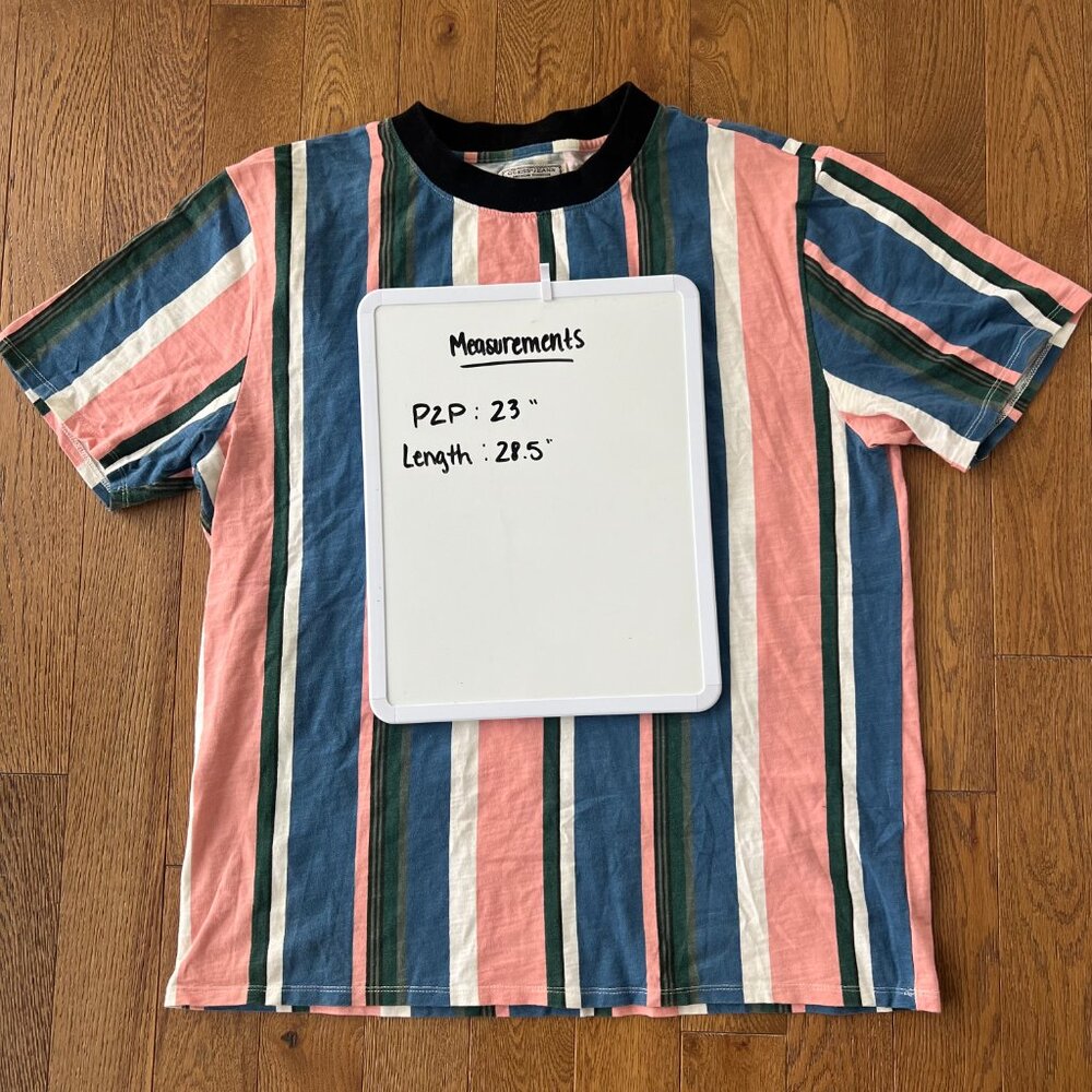 Guess Jeans Striped Logo Tee Men Sz L | 90s Retro 100% Cotton Graphic Shirt - Picture 5 of 6